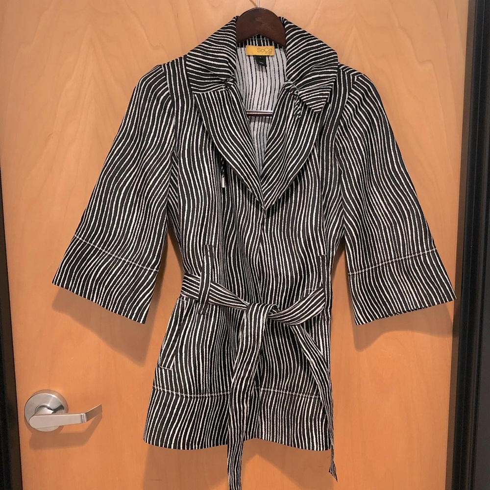 Black and white front tie tunic